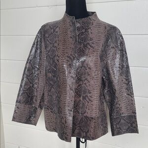 Chico's Brown Python Snakeskin Reversible Leather Jacket Women’s size 2
